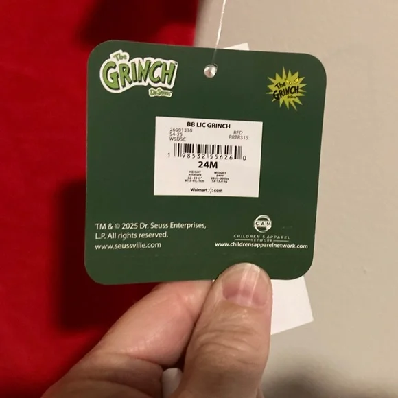 Dr. Seuss Festive Red Grinch Footie - Picture 7 of 7